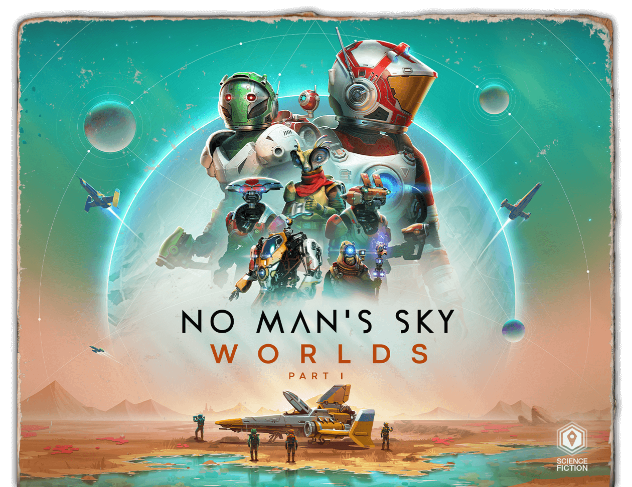 Book cover styled art showcasing No Man's Sky artwork